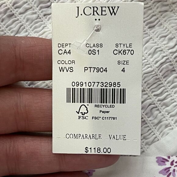 J. CREW Sleeveless Belted Tiered Midi Dress Size 4 White NEW Floral Preppy CK670 - Picture 8 of 13